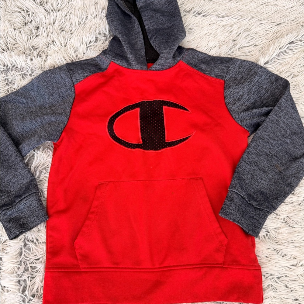 Champion Kids Hoodie in Red and Gray